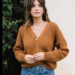 Tradlands Shelter Cotton Knit Cardigan Sweater size Large in Burnt Sienna color
